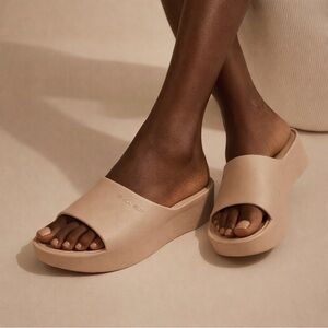 Lemon Jelly Nude Beige Platform Slide Sandals Size 38